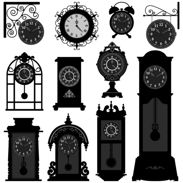 时钟时间古董复古古代经典老传统怀旧 — 图库矢量图片