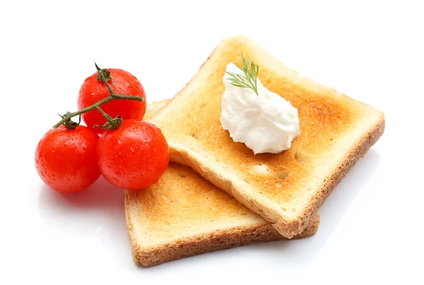 Toast with cottage cheese — Stock Photo, Image