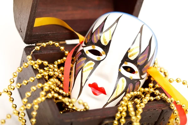 Mask in an old box — Stock Photo, Image