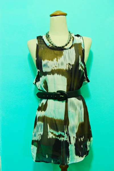 Винтажный стиль женское платье на зеленом фоне — стоковое фото