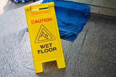 Caution wet floor warning sign clipart