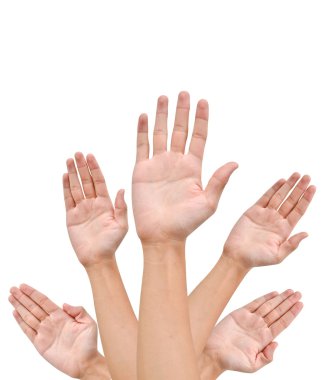 Many Hands raise high up clipart