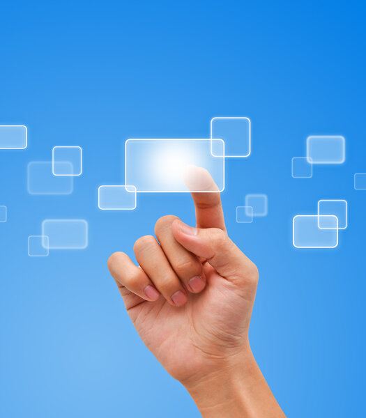 Hand pressing button