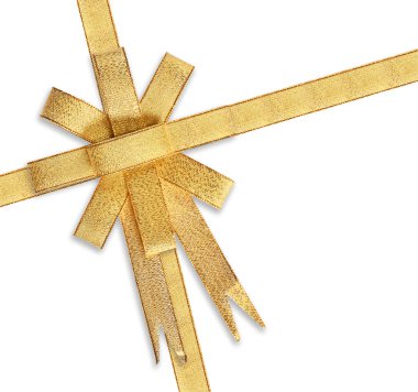 Satin Gold ribbon on white clipart