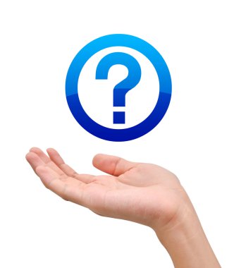 Hand with question symbol clipart