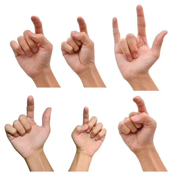 Verscheidenheid van handen in verschillende poses — Stockfoto