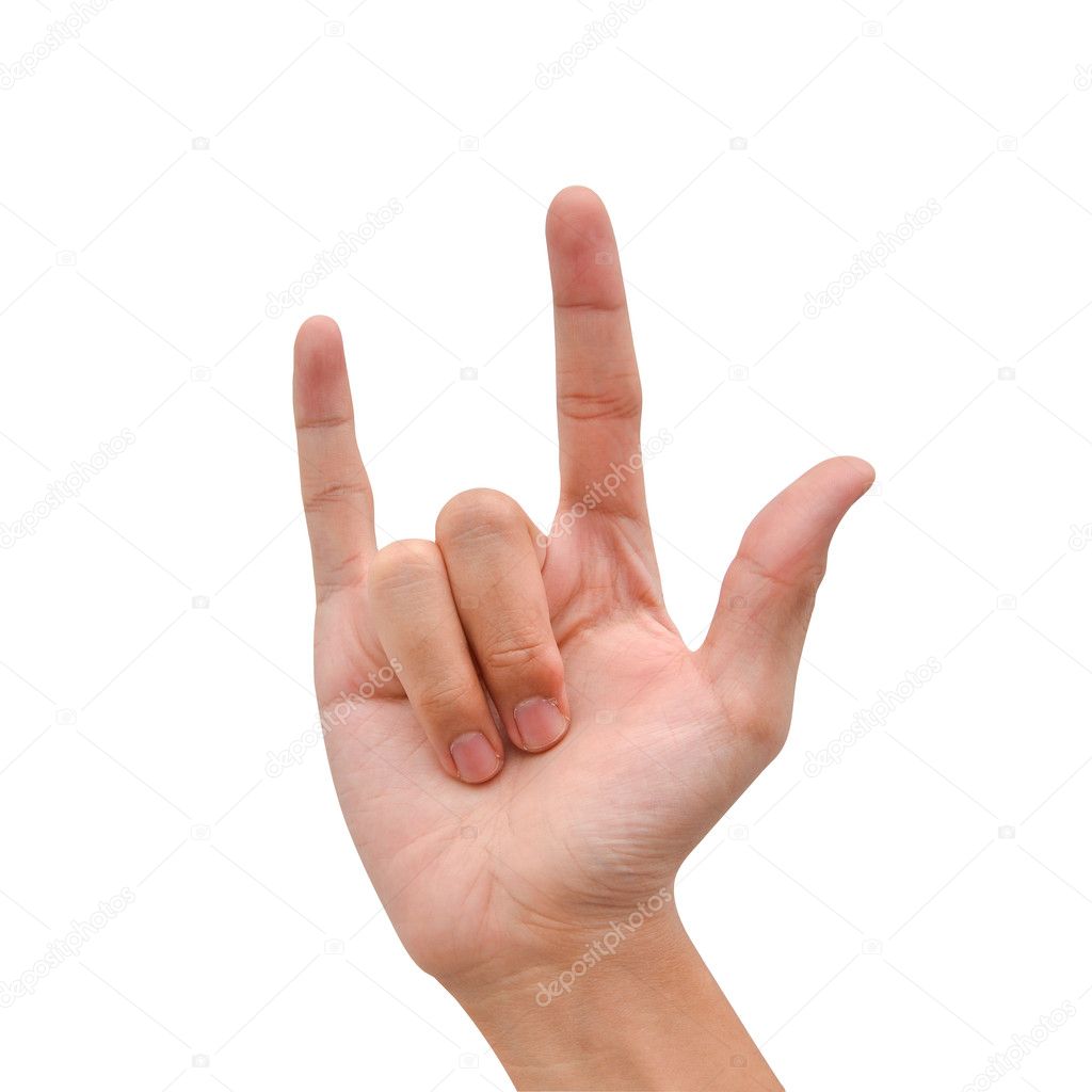 Hand posing love sign isolated