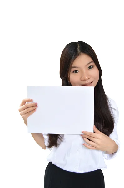 Business woman holding a message board — Stock Photo, Image
