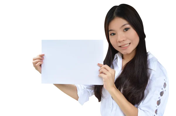Business woman holding a message board — Stock Photo, Image