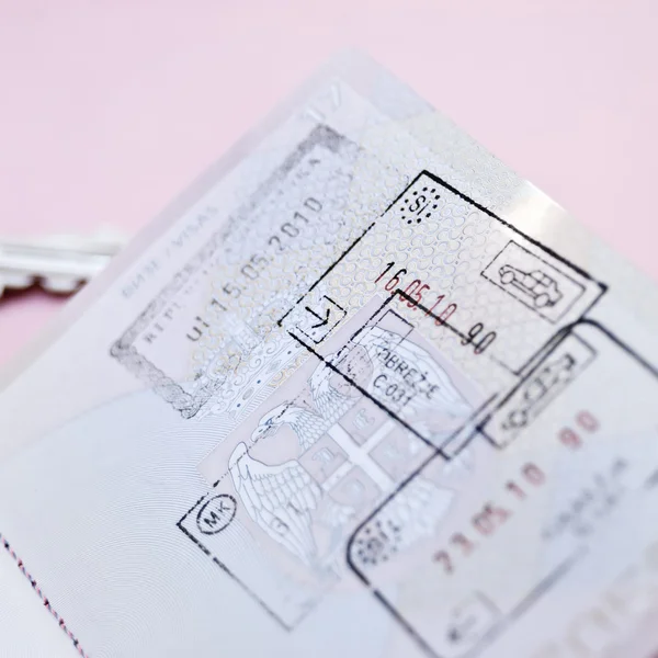 Francobolli nel mio passaporto — Foto Stock