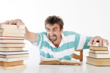 Man with his books clipart