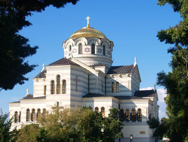 圣弗拉迪米尔 大教堂是新拜占庭式俄罗斯东正教大教堂 Chersonesos Taurica 的网站上 — 图库照片#