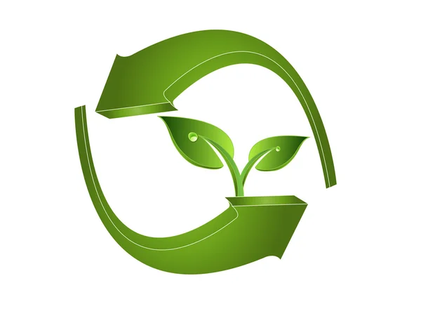 3d 绿色箭头和叶子 — 图库矢量图片