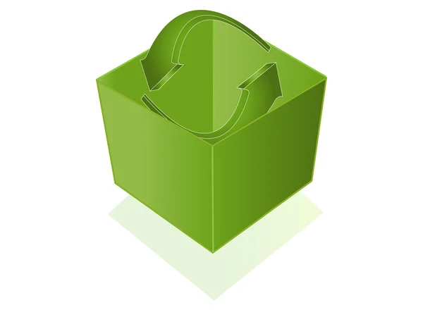 矢印でリサイクルのための 3 d の緑色のボックス — ストックベクタ