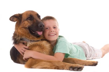 Boy and his best friend clipart