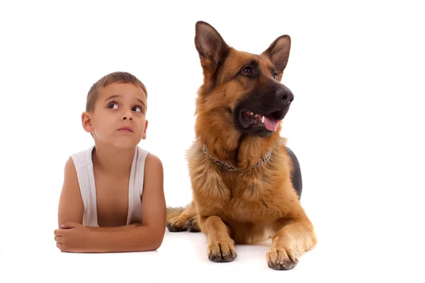Junge und Hund — Stockfoto