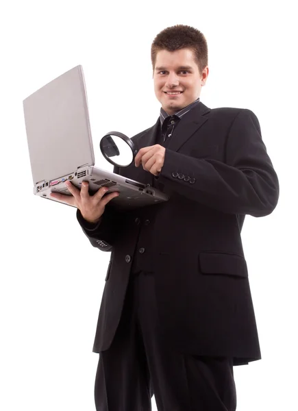 男子与笔记本电脑 — 图库照片