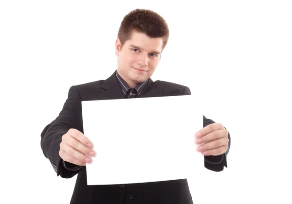 Man holding a billboard — Stock Photo, Image