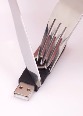 Cutting usb stick memory clipart