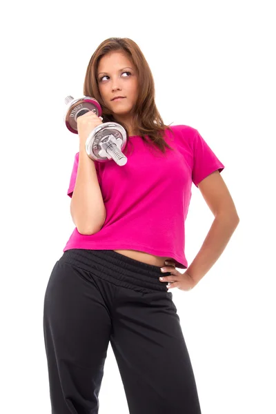 Young healthy women with weights — Stock Photo, Image