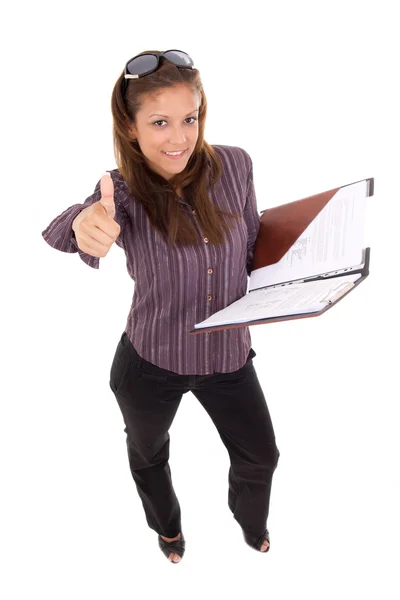 Businesswoman with note — Stock Photo, Image