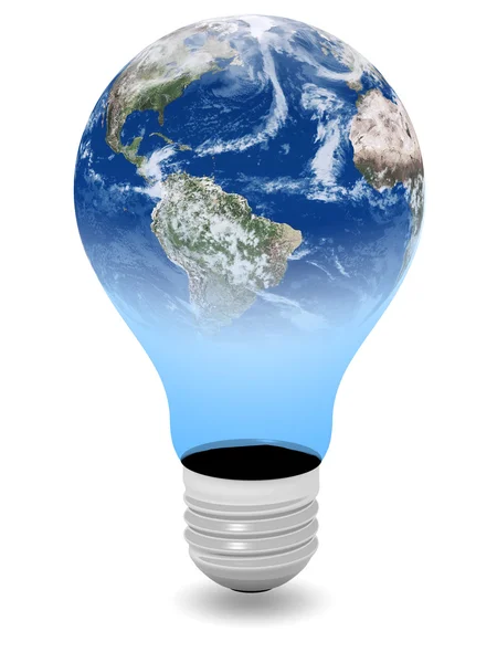 Lamp en planeet aarde mix — Stockfoto