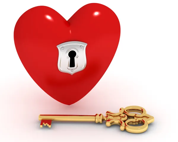 Coração e chave fechados — Fotografia de Stock