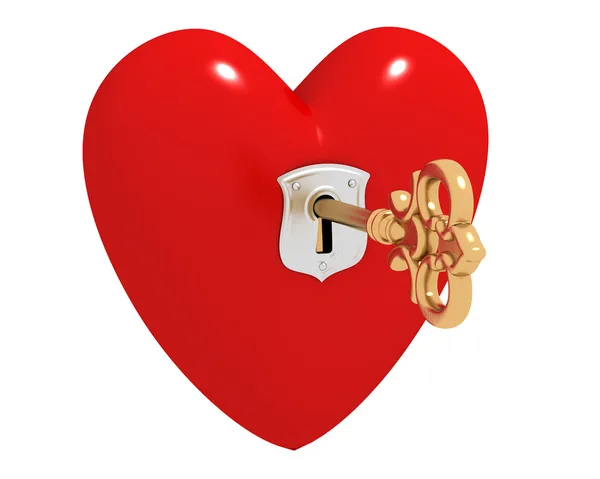 Serce z kluczem — Zdjęcie stockowe