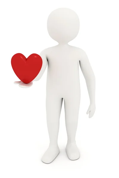 3d man holding heart — Stock Photo, Image