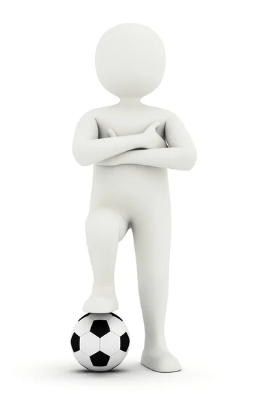 3d om care ține piciorul pe mingea de fotbal — Fotografie, imagine de stoc