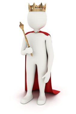 3d man with crown and mace clipart