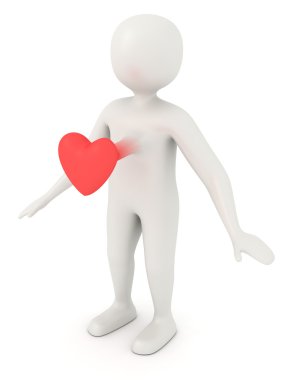 Scared 3d man's heart clipart