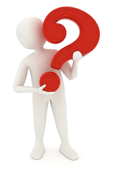 3d man holding question mark — Stock Photo, Image
