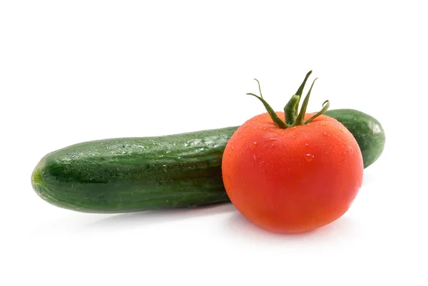 Fersk tomat og agurk – stockfoto