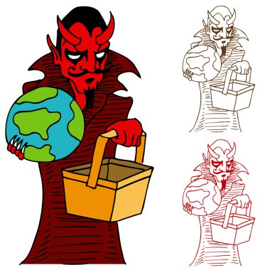 Devil Taking World to Hell in a Handbasket clipart