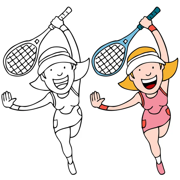 女の子テニスをする — ストックベクタ