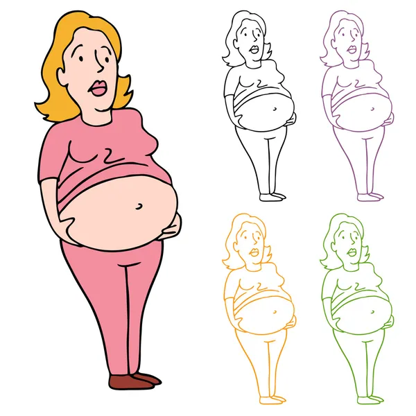Woman Heavy Belly — Stock Vector