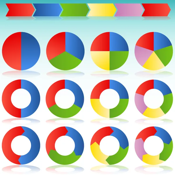 Colorato rotonda freccia processo icona diapositiva — Vettoriale Stock