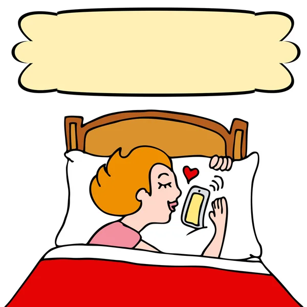 Mujer durmiendo con su teléfono — Vector de stock