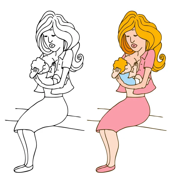 母亲护理儿童 — 图库矢量图片