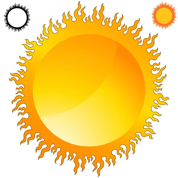 Fiery Sun Icon Set — Stock Vector