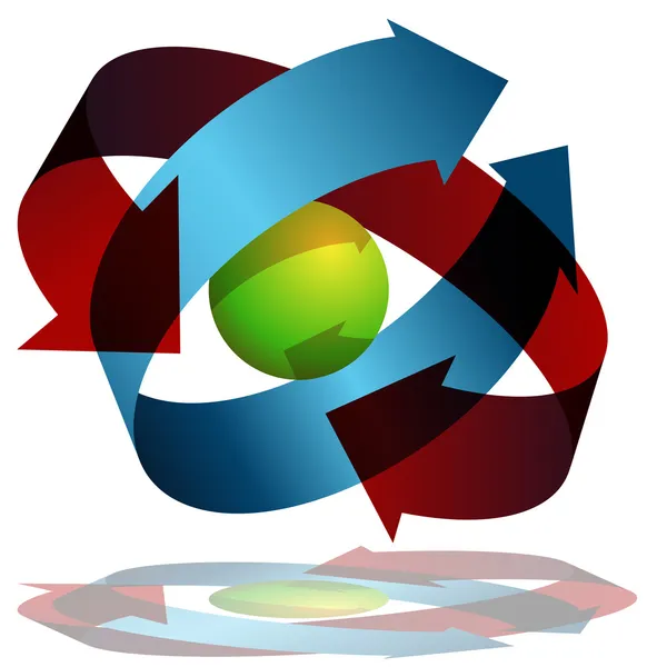 Flèches enveloppant autour de la sphère — Image vectorielle