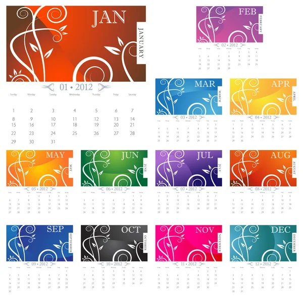 2012 Victoriaanse kalenderpagina — Stockvector