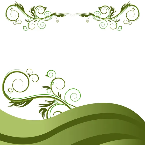 Ola verde vid florece fondo — Vector de stock
