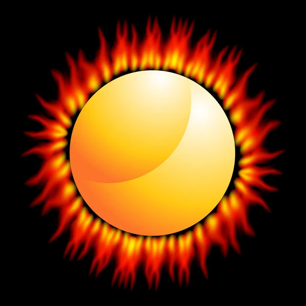 Fiery Sun — Stock Vector