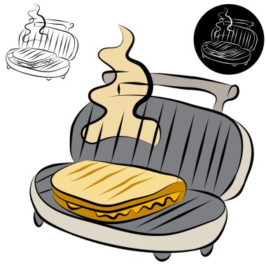 Panini Press Sandwich Maker Line Drawing clipart