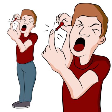 Man Pricking His Finger clipart