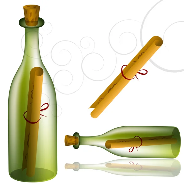 Mensaje conjunto de botellas — Archivo Imágenes Vectoriales