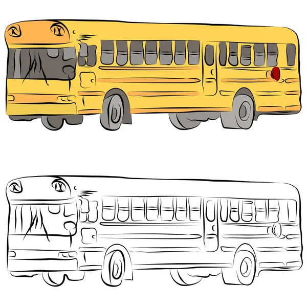 Desenho de linha de ônibus escolar — Vetor de Stock