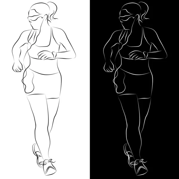Dibujo de línea de corredor femenino — Archivo Imágenes Vectoriales